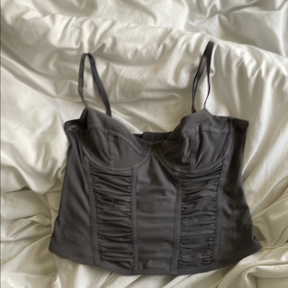 H&M Gray Sleeveless Camisole with Bustier and Ruched Details
